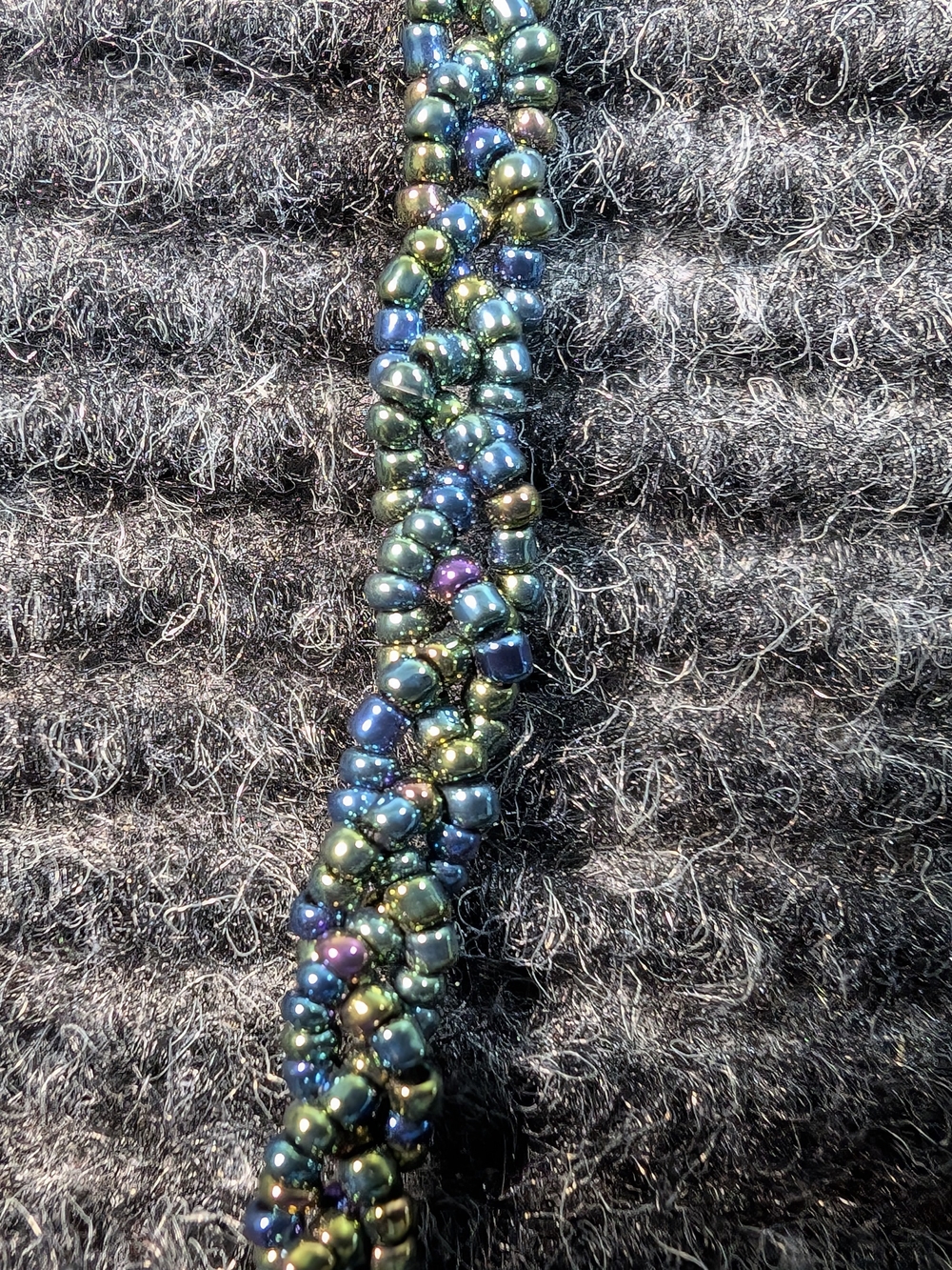 Handmade Iridescent Beaded Crossbody Envelope Clutch Purse Teal/Color Shifting - Picture 5 of 9